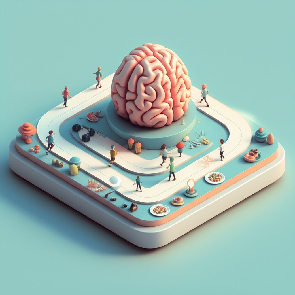 Visualizing the mental marathon of weight loss, beyond diet and exercise.