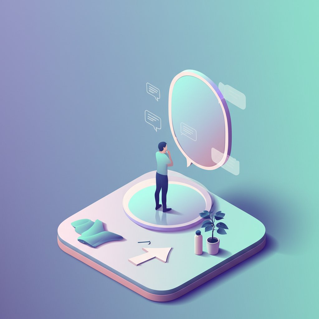 Mirror's whisper: transforming weight gain quotes into positive body action.